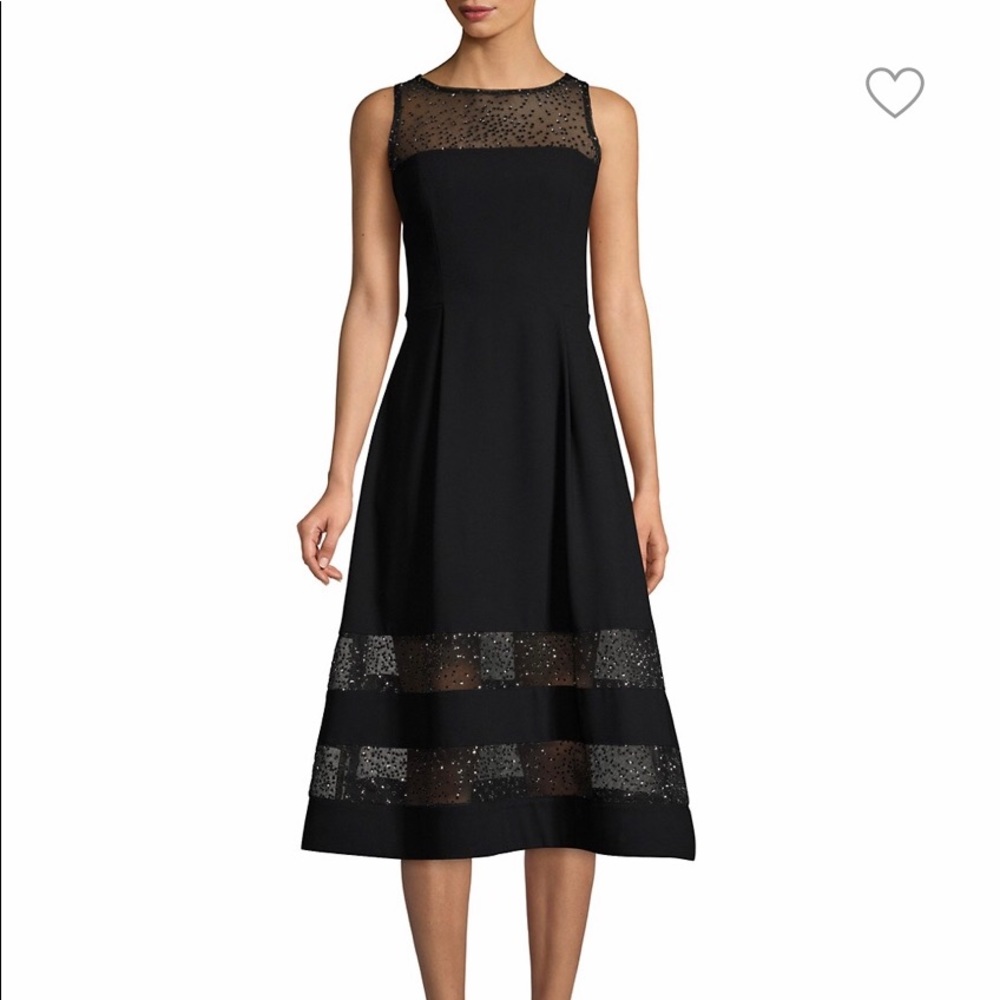 NWT Aiden Mattox Lurex Dot Shadow Sheer Stripe Cocktail Dress